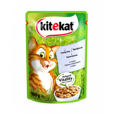  UA KITEKAT™.З телятиноюв соусі. Повнораціонний консервований корм для дорослих котів.