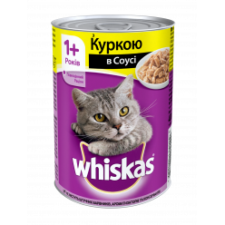UA WHISKAS®. З куркою в соусі. Повнораціонний консервований корм для дорослих котів.
