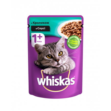  З кроликомв соусі  UA Whiskas® Повнораціонний консервований корм для дорослих котів.
