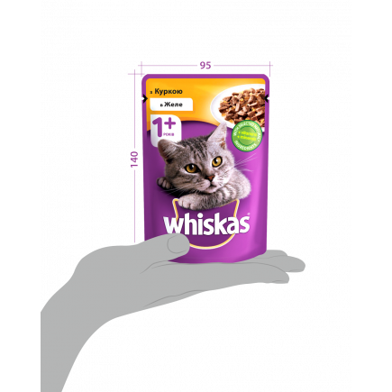 З куркою в желе WHISKAS® Повнораціонний консервований корм для дорослих котів.