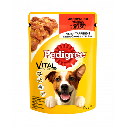 UA PEDIGREE®. З яловичиною в желе. Повнораціонний консервований корм для дорослих собак.