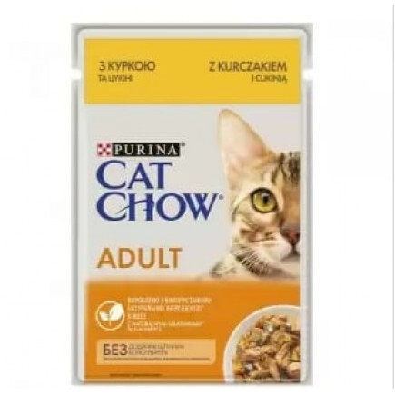 Вологий корм CAT CHOW (Кет Чау) для котів з куркою та цукіні, 85г
