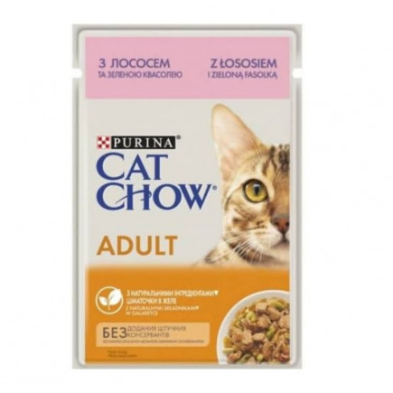 Вологий корм CAT CHOW (Кет Чау) для котів з лососем та зеленою квасолею, 85г